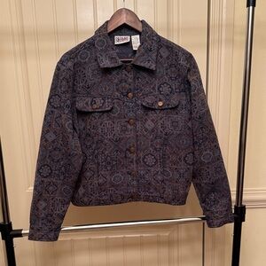 Vintage Bill Blass Women's Tapestry Patterned Jacket-Sz L